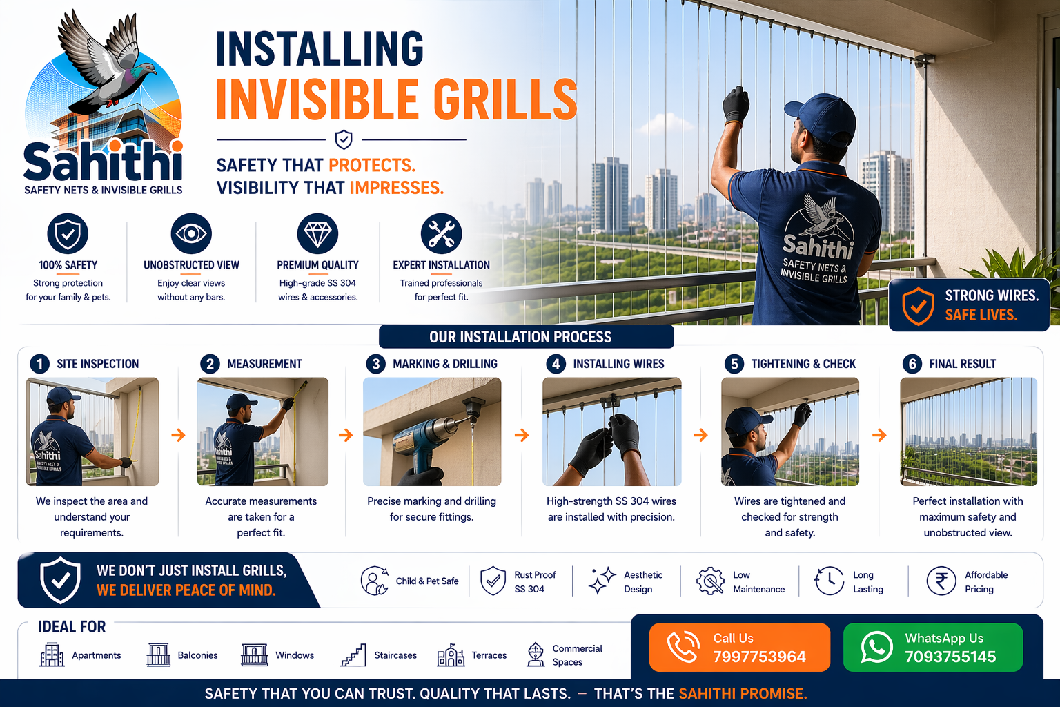Installing Invisible Grills Hyderabad